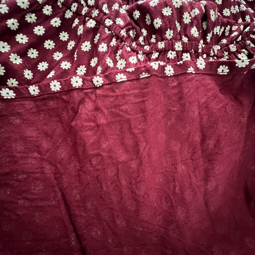 Cleobella White Flowers on Burgundy background Long Sleeve Dress Size Medium - Picture 6 of 8